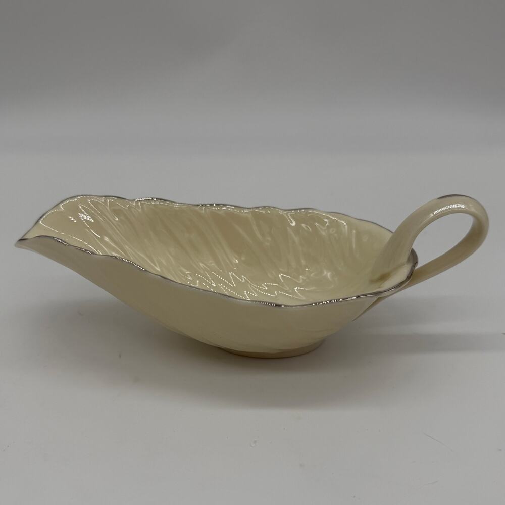 Lenox Repertoire Gravy Boat Bowl Sauce Dish Platinum Trim Ivory Dining China USA